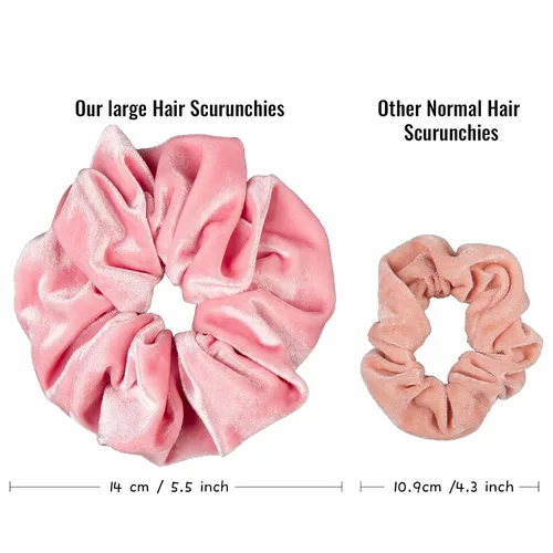 Miniatura 2 de Whaline Coleteros para el cabello con temática de rubor, bandas para el cabello de terciopelo grandes, color rosa, suaves, elásticas, accesorios