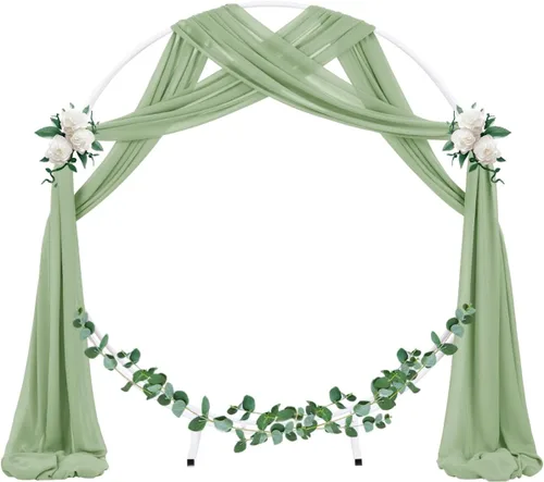 Miniatura 2 de Cortina de tela para arco de boda Socomi 1 panel 29" x 19 pies verde salvia transparente de gasa de 6 yardas para decoración de ceremonia de boda