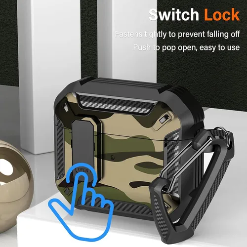 Miniatura 9 de YSNZAQ Funda para AirPods 4, potente protección contra caídas, con mosquetón llavero y clip de bloqueo para AirPods4 2024 MCEJ azul oscuro