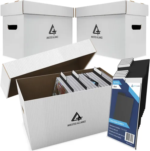 Miniatura 12 de Caja de almacenamiento de cómics cortos premium (paquete de 20 - blanco). Caja/gabinete de cómics de cartón grueso. Contenedor de libros de cómics
