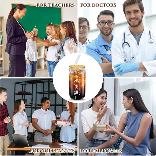 Miniatura 5 de Juego de 6 vasos de vidrio de agradecimiento a los empleados, regalos de agradecimiento a granel para compañeros de trabajo, personal de oficina