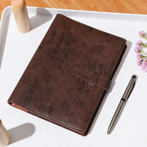 Miniatura 2 de Agenda de cuero Wonderpool A5, carpeta de cuaderno de escritura con papel punteado y cubierta con múltiples bolsillos para la escuela de negocios