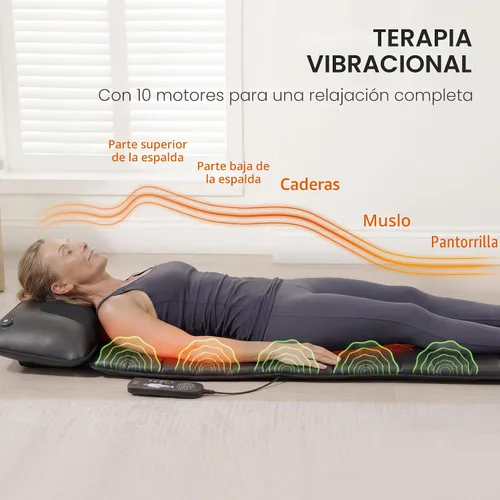 Miniatura 4 de Shiatsu - Alfombrilla de masaje de cuerpo completo con calor, almohadilla masajeadora desmontable, 10 motores vibradores, alivio del dolor de tejido