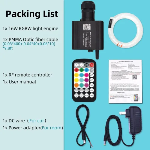 Miniatura 5 de Twinkle - Kit de techo de fibra óptica con luz de estrella, luces LED de estrella nocturna estrellada, 16 W, RGBW, Bluetooth, control de aplicación