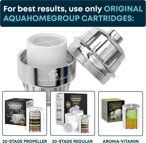 Miniatura 7 de AquaHomeGroup Filtro de ducha de 20 etapas con vitamina C E y A, reduce el cloro, los metales pesados y los sedimentos, 2 cartuchos incluidos
