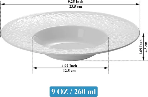 Miniatura 2 de Berglander Juego de 6 cuencos de sopa con bordes, reutilizables de 9 onzas, platos multiusos para sopa de champiñones, pasta, fruta, helado, postre