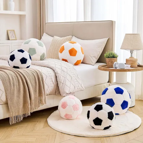 Miniatura 5 de XVTRU Almohada de fútbol de la Copa del Mundo, almohada estética para decoración del hogar, almohadas de felpa redonda para pelota de fútbol