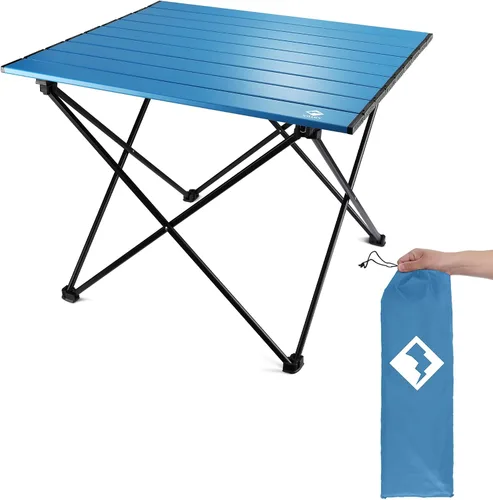 Miniatura 10 de VILLEY - Mesa auxiliar de aluminio portátil, ultraligera y plegable con bolsa de transporte, para acampar, cocinar al aire libre, picnic