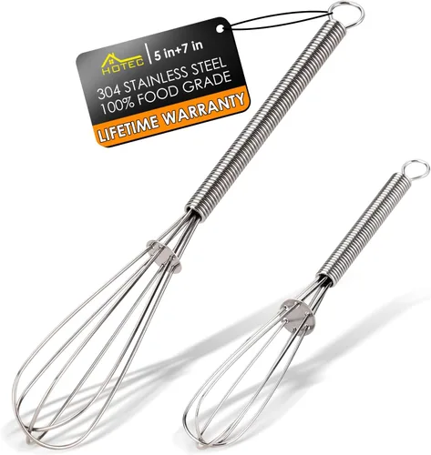 Miniatura 10 de HOTEC Mini batidor de acero inoxidable 304 antioxidante de 10 pulgadas para cocinar, hornear, mezclar ingredientes y recipientes profundos