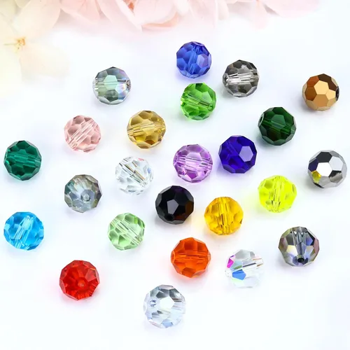 Miniatura 5 de Dowarm 100 cuentas redondas de cristal de 0.315 pulgadas para la fabricación de joyas, cuentas de cristal Rondelle facetadas para manualidades