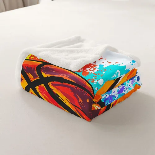 Miniatura 5 de Manta de baloncesto con teñido anudado de acuarela, ligera, súper suave y acogedora manta de microfibra con graffiti hip hop para sofá, dormitorio