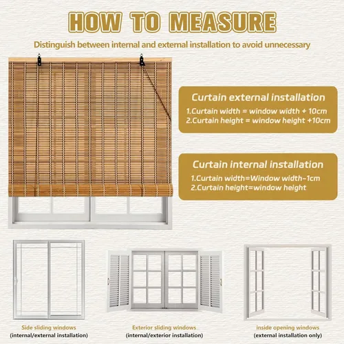 Miniatura 7 de Persianas de bambú, persianas de bambú para ventanas interiores, cortinas enrollables fáciles de instalar, cortinas romanas con filtro de luz