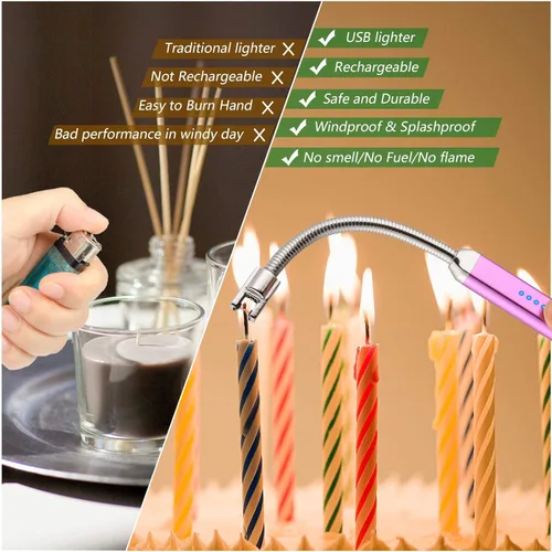 Miniatura 4 de MEIRUBY Encendedor eléctrico recargable USB, encendedor de arco, para velas, campamento, parrillada, deportes, herramienta para apasionados de lo