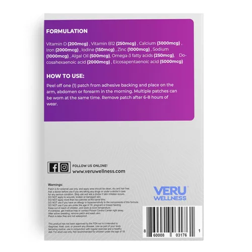 Miniatura 2 de Veru Wellness Multivitamin Daily Patch - Parche vitamínico adhesivo fácil de usar, 60 unidades, suministro para 60 días