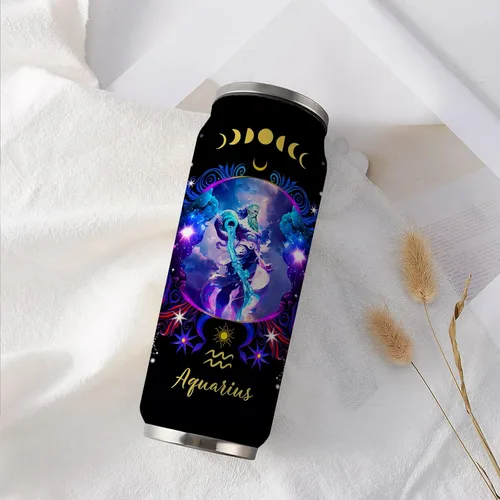 Miniatura 7 de Aquarius - Vaso de acero inoxidable del zodiaco para hombres y mujeres, regalo de cumpleaños para fanáticos de la astrología con tapa con pajilla