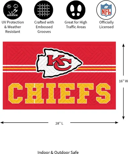 Miniatura 3 de Team Sports America Tapete de entrada de la NFL 28 x 16 pulgadas Escotilla cruzada en relieve Parte trasera antideslizante Decoración