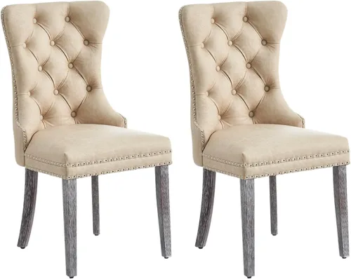 Miniatura 30 de Eifizek Juego de 2 Sillas de Comedor de Terciopelo, Sillas de Comedor Capitoné con Ribete de Tirador de Anillo con Tachuelas, Sillas de Comedor