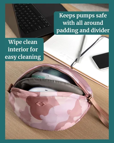 Miniatura 6 de Bolsa de extractor de leche portátil, se adapta a Elvie, Willow, Momcozy y todos los demás, bolsa de bomba pequeña beige con correa para la muñeca