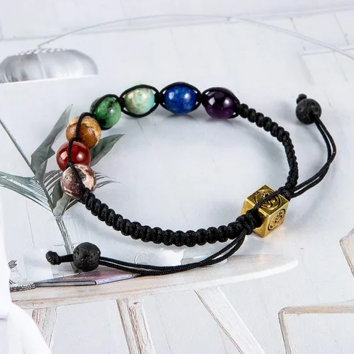 Miniatura 2 de Pulseras de cuentas de chakras para mujer, 0.315 in, 7 chakras, pulsera curativa con piedras reales, joyería de piedras preciosas para meditación