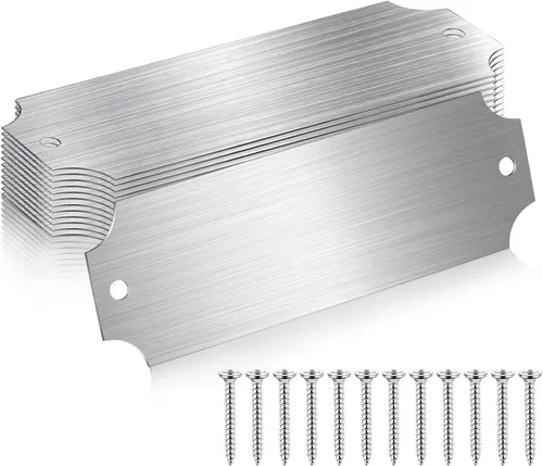 Miniatura 12 de Yaocom 12 Piezas Placas de Identificación Grabadas Láser Cepillado Placa de Metal Sólido Placa Personalizada en Blanco Etiqueta de Nombre