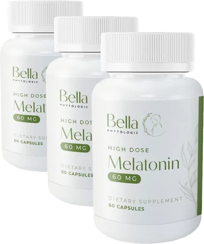 Miniatura 5 de Melatonina pura 60 mg – Ayuda nocturna de alta potencia para descanso profundo, relajación, jet lag y alivio del estrés – Acción rápida, sin hábito
