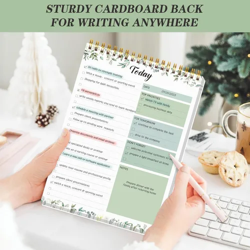 Miniatura 5 de Bloc de notas de lista de tareas – Bloc de notas diario de 104 páginas, planificador de tareas, 6.7 x 9.8 pulgadas, cuaderno espiral de doble cara