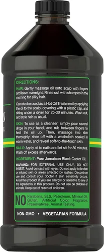 Miniatura 2 de Carlyle Aceite de ricino negro jamaicano, 16 onzas líquidas, 100% puro y natural, nutritivo e hidratante para el cabello, cuero cabelludo, piel