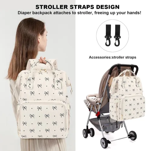 Miniatura 2 de Mochila para pañales de bebé para mamá, bolsa de pañales de gran capacidad para viajes para niños y niñas con correas para cochecito