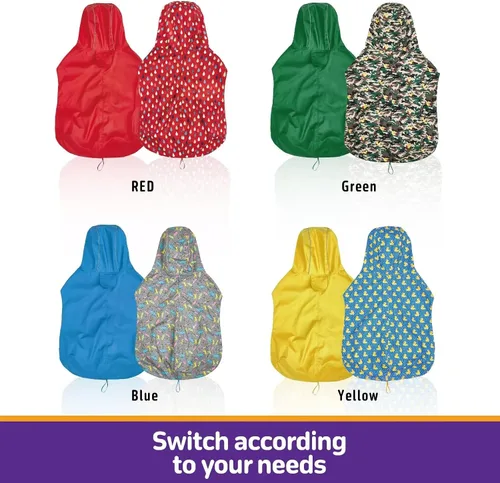 Miniatura 6 de Kimee - Chubasquero reversible para perro, poncho de un solo lado ajustable, impermeable, chaqueta de lluvia para perros con agujero para Amarillo
