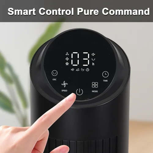 Miniatura 6 de hykolity Ventilador de torre para dormitorio, ventilador oscilante de 90°, ventilador de piso ultra silencioso de 28 dB con control remoto