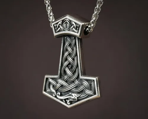 Miniatura 101 de Viking Thors Hammer Necklace Pendant - Vegvisir Aegishjalmur Helm of Awe Raven Huginn Muninn Pendant Necklace Amulet Talisman - Thor Necklace