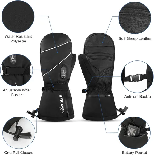 Miniatura 6 de SNOW DEER Guantes térmicos para hombres y mujeres, 7.4 V 2200 mAh, batería eléctrica recargable, esquí, esquí, patinaje, nieve, camping, senderismo