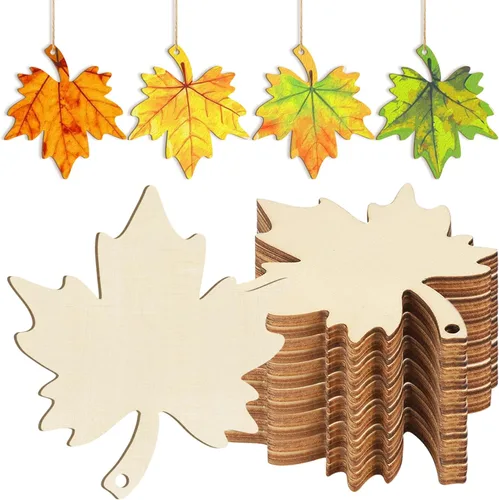 Miniatura 29 de Adornos de madera para árbol de Navidad para pintar, decoración de Navidad y Acción de Gracias, recortes sin terminar, 24 piezas de 3.5 x 3