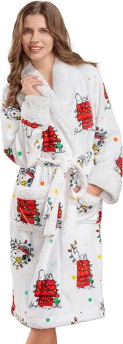 Miniatura 2 de Berkshire Blanket Peanuts Snoopy - Bata cálida para mujer con exclusiva tela VelvetLoft y cuello Sherpa