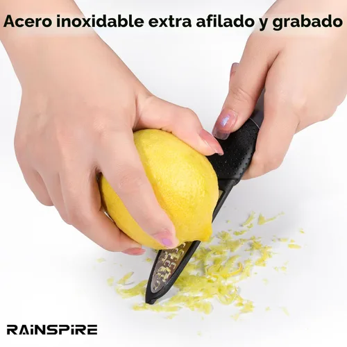 Miniatura 5 de Rainspire Herramienta Ralladora de Limón con Cuchillo de Canal, Herramienta Ralladora de Cítricos de Acero Inoxidable, Pelador de Limón, Ralladoras