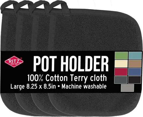 Miniatura 35 de RITZ Agarraderas para ollas y salvamanteles de rizo: Resistente al calor sin igual, duradero 100% algodón – Diseñado ergonómicamente para un agarre