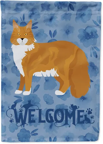 Miniatura 58 de Caroline's Treasures CK4813CHF - Bandera de bienvenida con gato abisinio azul, manga grande, para porche, para colgar en la pared, poliéster