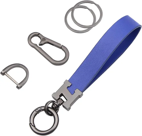 Miniatura 8 de Llavero universal de cuero con clip para llaves, anillo en D, cadenas para llavero para cinturón con mosquetón y 2 llaveros para hombres y mujeres