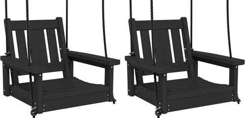 Miniatura 16 de SERWALL Columpio de Porche Individual de HDPE, Silla Columpio Resistente para Una Persona con 2 Cuerdas Colgantes de Polipropileno, Silla Colgante
