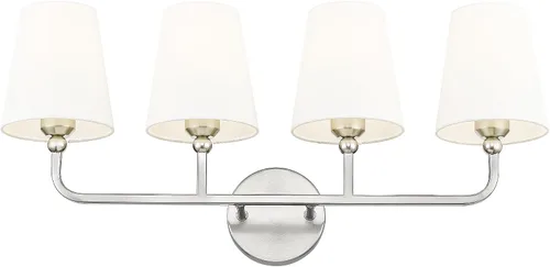 Miniatura 38 de VL837-BG-RA-2 - Lámparas de baño de 2 luces, luces de ratán dorado cepillado, aplique de doble pared con pantalla tejida a mano acampanada, apliques