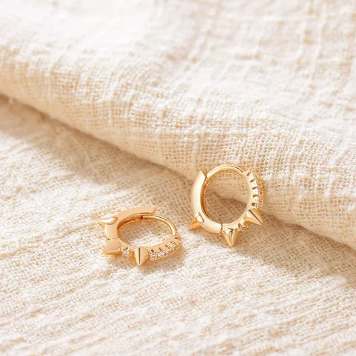 Miniatura 5 de VACRONA - Aretes tipo arracadas para mujer, chapados en oro de 14 quilates, diseño de aro de arracada