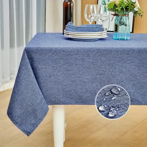 Miniatura 13 de Mebakuk Mantel Rectangular de Lino Estilo Granja, Impermeable, Anti-encogimiento, Suave y Resistente a las Arrugas, Cubierta de Mesa Decorativa