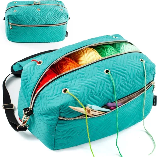 Miniatura 11 de MYBAGZING Organizador de bolsas de ganchillo - Bolsa de tejer - Organizador de almacenamiento de hilo - Bolsa de hilo para ganchillo - Soporte