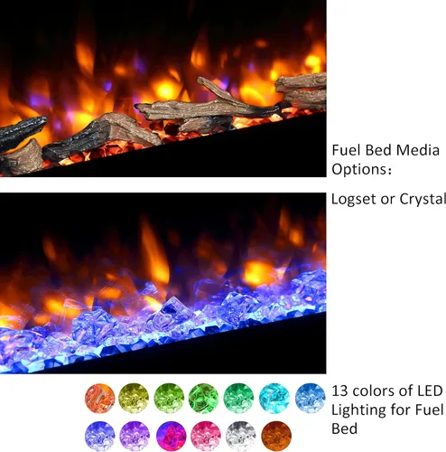 Miniatura 3 de PuraFlame Alice - Chimenea eléctrica de 50 pulgadas empotrable, montaje enrasado para 2 x 6 pernos, juego de troncos y cristal, calentador de 1500
