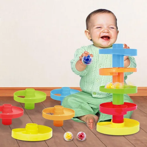 Miniatura 2 de WEofferwhatYOUwant Juguete de bola – Juego de torre STEM expandible de 14 piezas para niños pequeños de 9 meses Puente de bricolaje, bolas