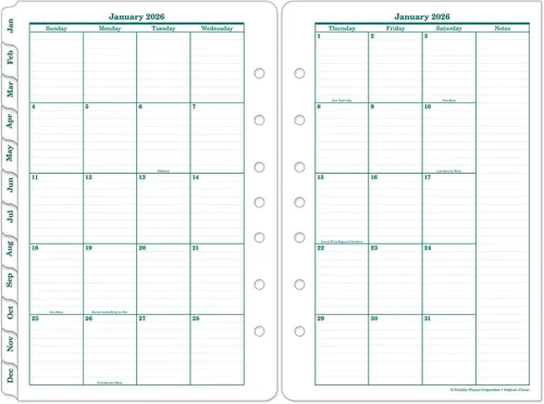FranklinCovey - Pestañas originales de calendario mensual de dos páginas (compacto, julio de 2026 - junio de 2027)