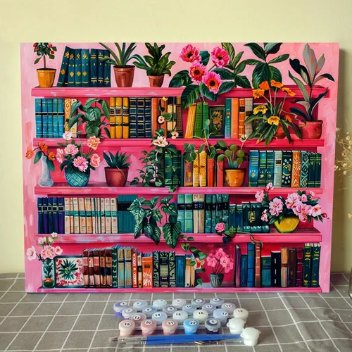 Miniatura 10 de Aihonmin Estantería 6 Pack Pintar por Números para Adultos Libros Pintura DIY sobre Lienzo con Pinceles Pigmento Manualidades DIY Pintura Acrílica