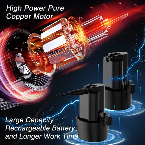 Miniatura 3 de Mini motosierra, motosierra eléctrica inalámbrica de 6 pulgadas con 2 baterías y 2 cadenas, motosierra eléctrica con indicador de potencia