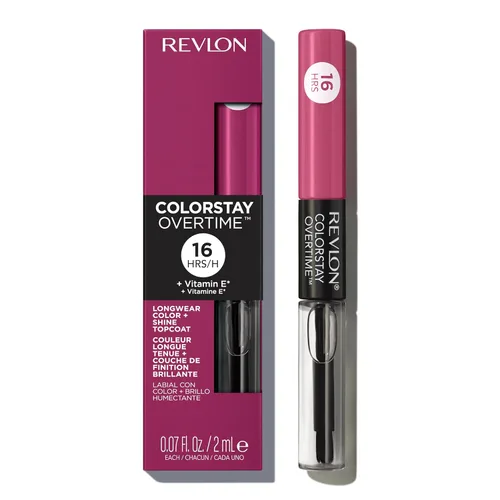 Miniatura 24 de Revlon - Lápiz labial líquido Overtime con brillo de labios transparente, maquillaje facial ColorStay, doble extremo con vitamina E en ciruela/baya