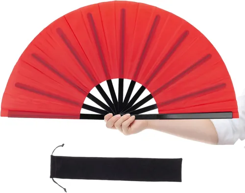 Miniatura 10 de Abanicos de mano plegables grandes para baile de línea, ventilador de rave de 13 pulgadas para bodas, fiestas, festivales y espectáculos de baile